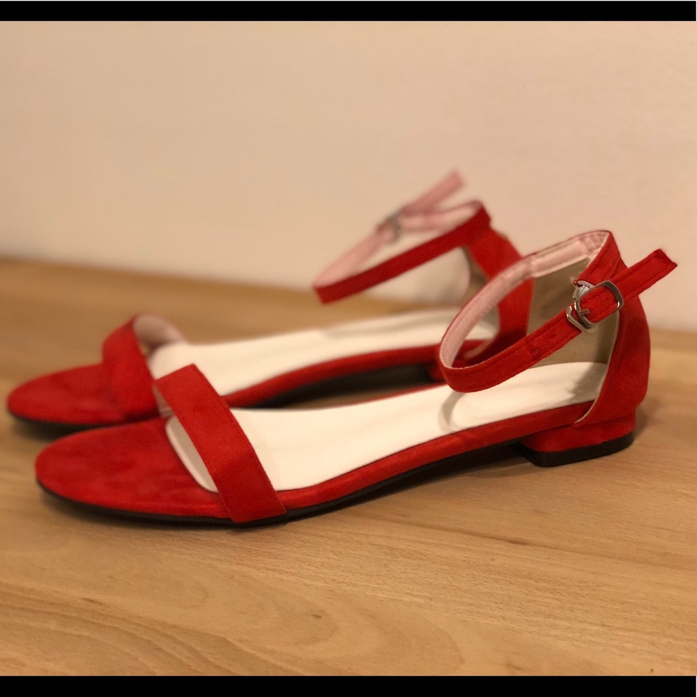 Red flat sandals